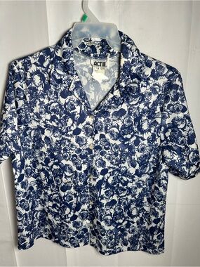 Navy Floral Button-Down Shirt